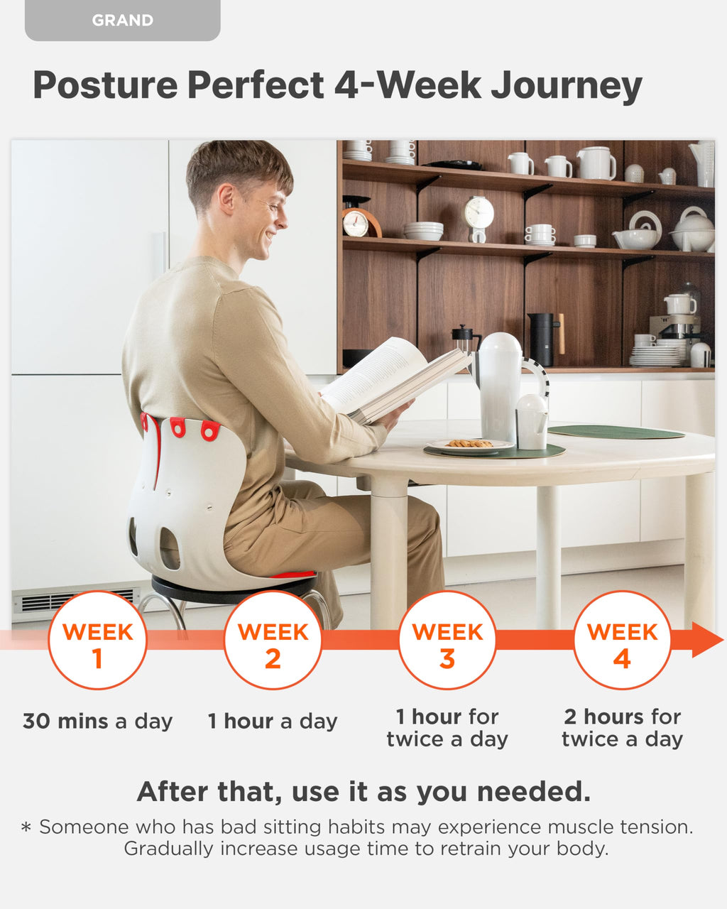 curble Grand(Extra Wide & Sturdy) – Ergonomic Back and Lumbar Support for Good Posture Correction and Back Pain Relief, Perfect for Office, Floor Seat, and Work from Home, Patented (Red)