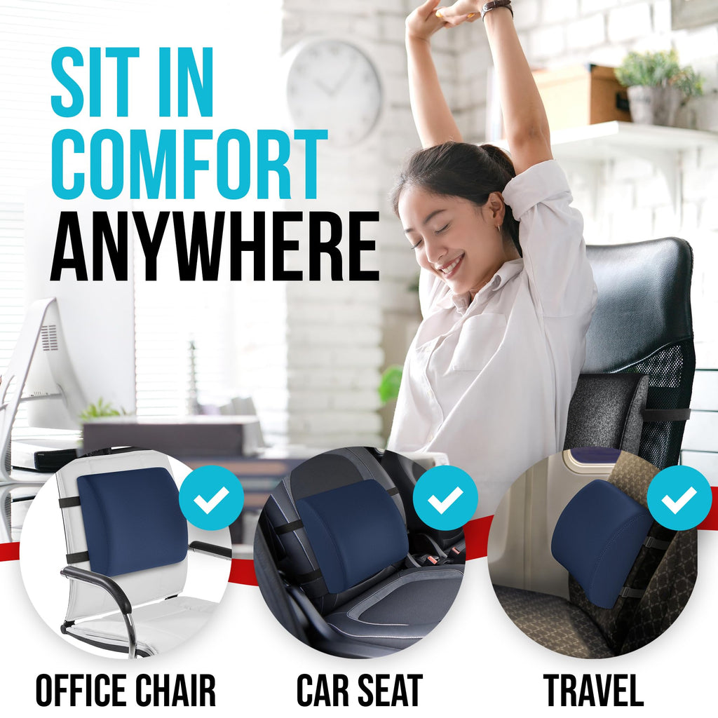 FORTEM Office Chair Cushion and Back Support for Office Chair, Lumbar Support Pillow, Memory Foam, Non Slip Sitting and Back Rest for Gaming, Car Seat Cushion, Chair Pad