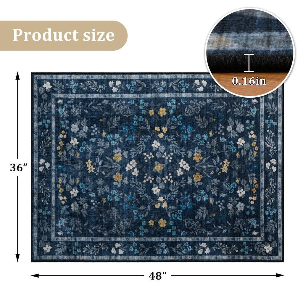 chakme Office Chair Mat for Hardwood Floor, 48"x36" Easy Glide Computer Desk Mat Protector for Rolling Chair Under Desk Rug Nonslip Backing, Machine Wash, (Floral)