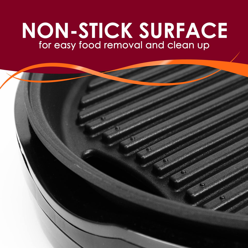 ELITE GOURMET EMG6505G Smokeless Indoor Electric BBQ Grill with Glass Lid, Dishwasher Safe, Nonstick, Adjustable Temperature, Fast Heat Up, Low-Fat Meals Easy to Clean Design