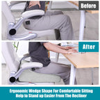 HOMBYS Wedge Recliner Seat Cushion for Long Sitting Chair, Cushion for Elderly Esay to Get Up,5" Thick 20"x20" Large Pressure Relief Seat Cushion for Recliner, Office, Car, Velvet & Foam,Light Grey