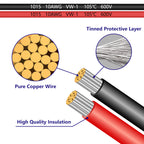 10AWG 6FT Charger Cable, SAE to O Ring Terminal Quick Disconnect Harness, 2 Pin SAE Connectors Extension Cables Cord with 15& 20A Fuse for Car, Motorcycle, Solar Panel