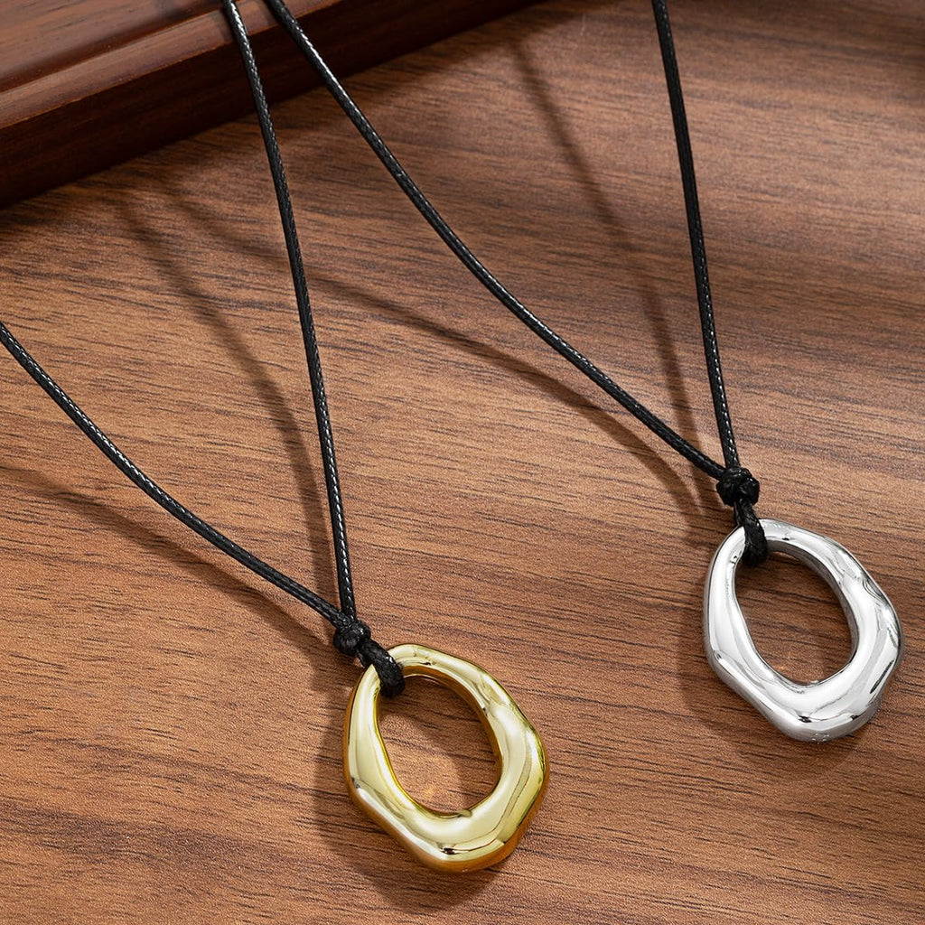 Statement Modern Geometric Hollow Square Pendant Rope Chain Necklace for Women Bold Fashion Layering Collarbone Jewelry Party Wear Accessory (Silver A)
