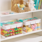 Vtopmart 24 QT Clear Plastic Craft Organizer with Removable Trays and Dividers, Storage Box for Coloring Books, Modeling Clay, Molds and Art Supplies, 1 Pack