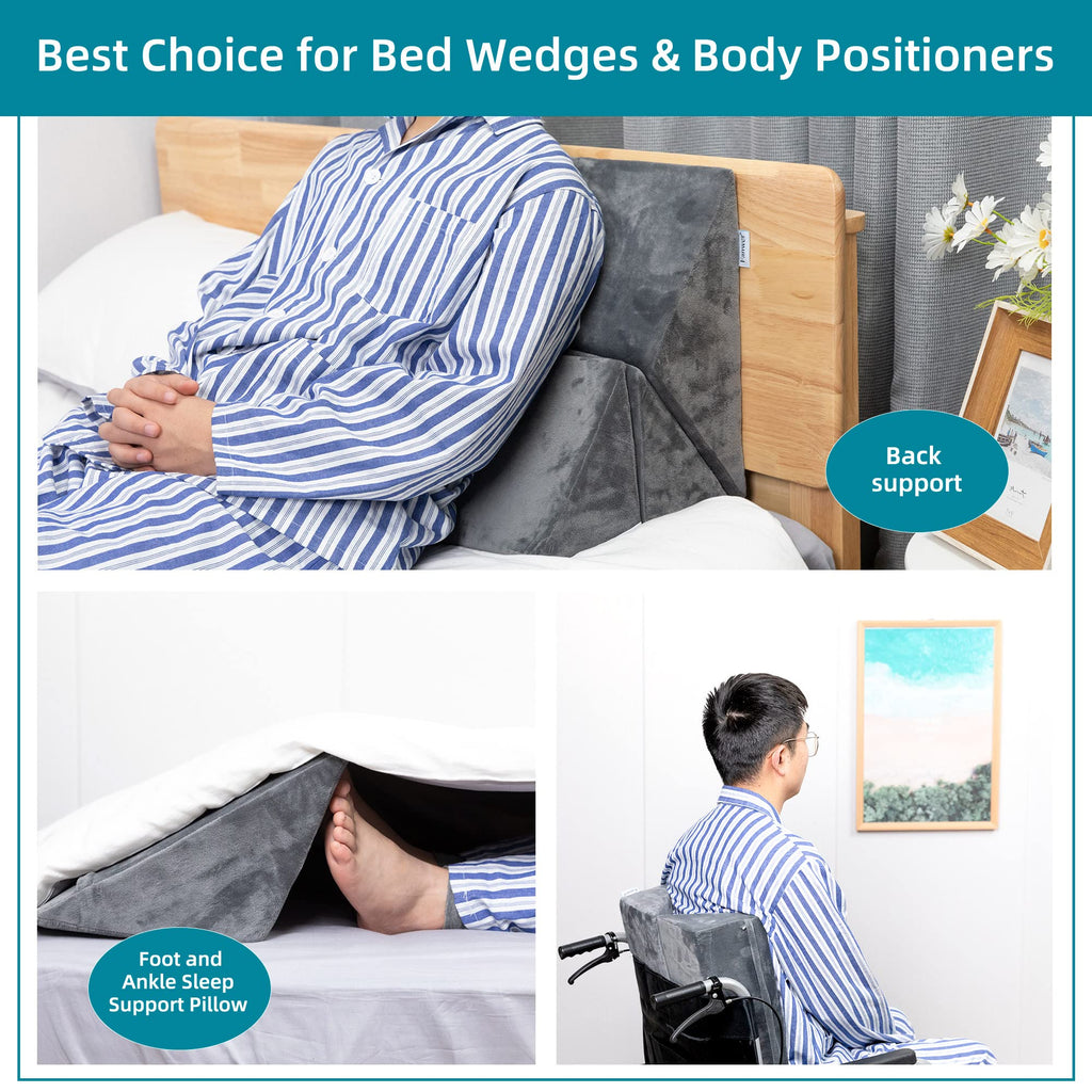 Fanwer Bed Wedges & Body Positioners for Elderly (3 in 1),40 Degree Triangle Wedges for Bed Positioning,Triangle Pillow for After Surgery, Wedges for Bedsores,Wedge Pillow for Positioning