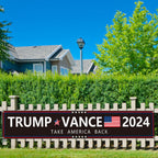 Probsin Trump Vance 2024 Banner Black 120" x 20" Decorations Take America Back President Trump Vice President Vance Yard Sign Party Supplies Hanging Outdoor Gate Decor Fence Door Indoor Wall