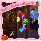 Winzwon Thanksgiving Decorations Christmas Women Mom Gifts Stocking Stuffers Adults Grandma Sister Friend Birthday Solar Moon Star Wind Chimes for Outside Solar Lights Outdoor
