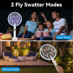 Nymrix Electric Fly Swatter Racket, 2 in 1 Mosquito Bug Zapper 4100V Handheld Mosquito Killer with 1800 mAh Rechargeable Battery, Purple Lightand 3-Layer Safety Mesh for Indoor Outdoor Blue Two-Pack