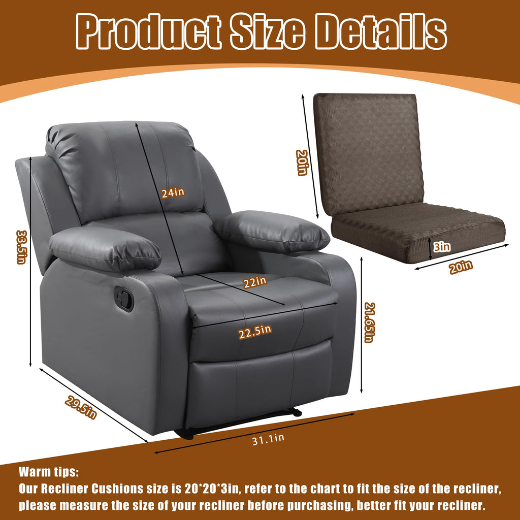 BALAPET Recliner Cushions for Long Sitting,Egg Crate Foam Recliner Cushion for Elderly Reduces Muscle Fatigue and Provides Air Flow,Extra Large Non-Slip Seat Mat with Back Support Cushion(Coffee)