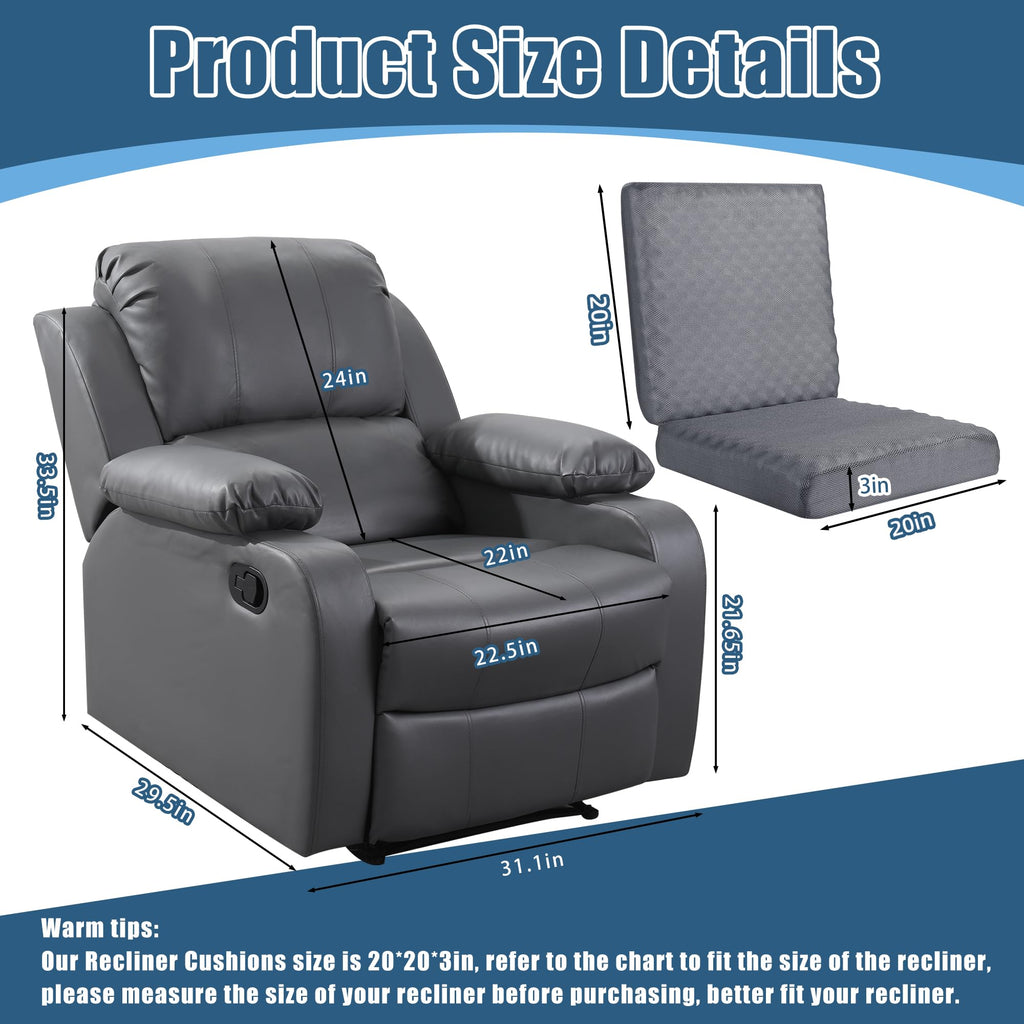 BALAPET Recliner Cushions for Long Sitting, Egg Crate Foam Recliner Cushion for Elderly Reduces Muscle Fatigue and Provides Air Flow, Extra Large Non-Slip Seat Cushion with Back Support Cushion(Gray)