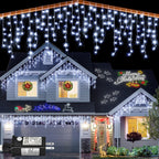 Icicle lights Outdoor - 66ft Christmas Lights with 640LED 120 Drops 8 Modes, Plug in Curtain String Lights Waterproof for Holiday Wedding Party Home Garden Bedroom Indoor Outdoor Decoration,Cool White