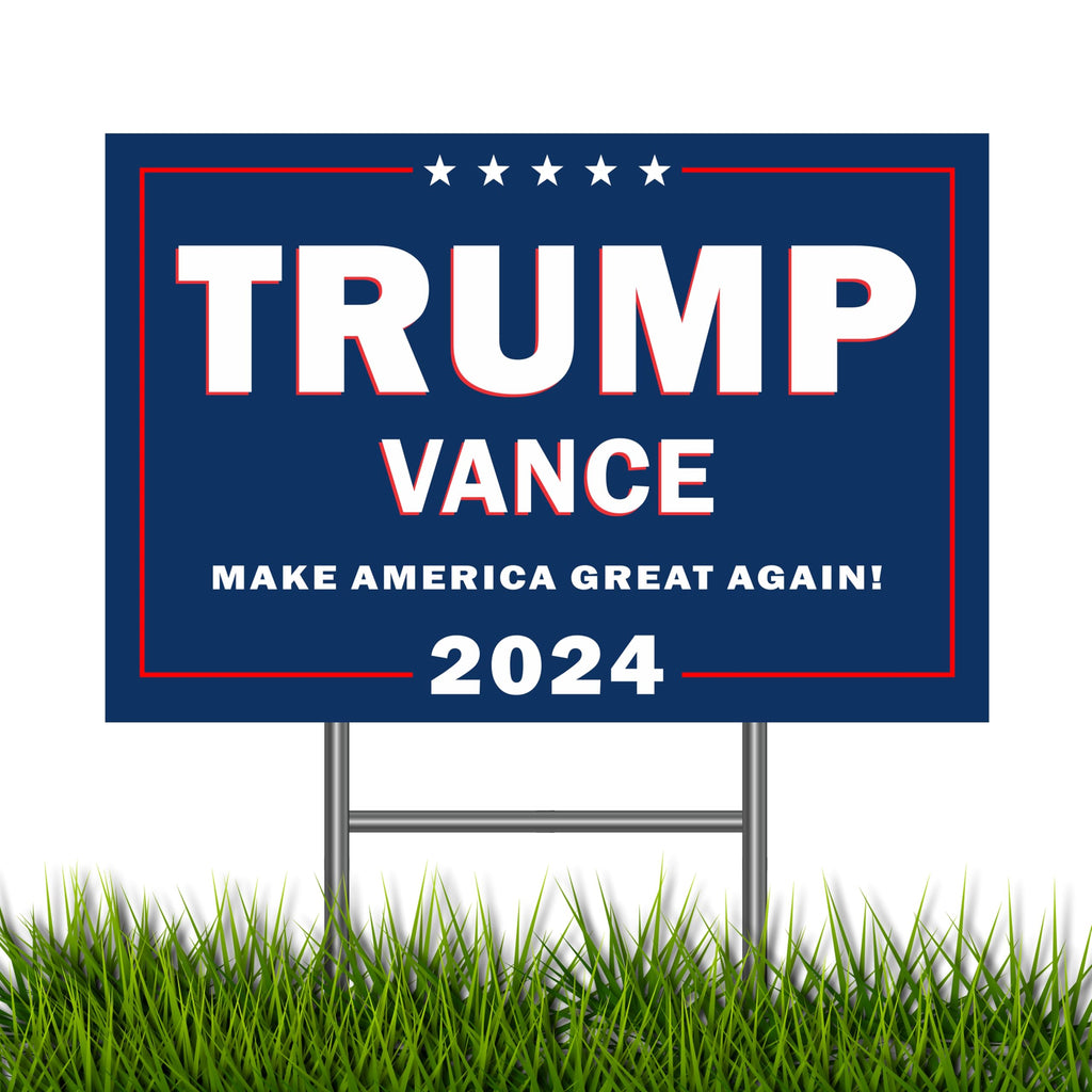 Trump 2024 Yard Sign, Trump Signs for Yard, 12" x 18" inches Double Sided with H-Metal Stake, Trump 2024 Signs for Yard, Maga Yard Sign, Trump Signs, Donald Trump Yard Sign, Trump Vance Lawn Sign