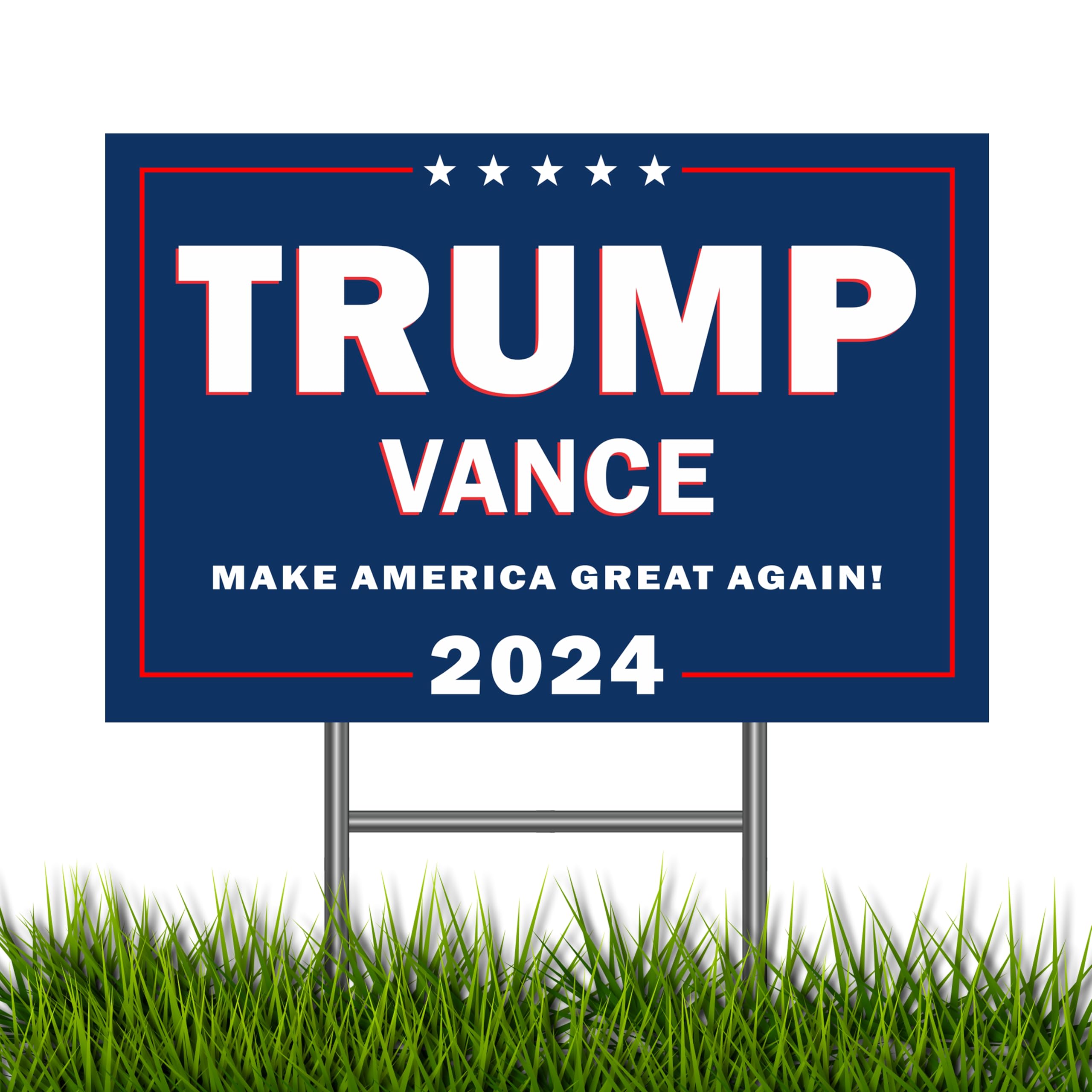 Trump 2024 Yard Sign, Trump Signs for Yard, 12" x 18" inches Double Sided with H-Metal Stake, Trump 2024 Signs for Yard, Maga Yard Sign, Trump Signs, Donald Trump Yard Sign, Trump Vance Lawn Sign