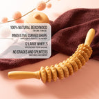 Mr.Woodware Wood Therapy Massage Tools - 2 Pcs Wooden Lymphatic Drainage Curved Roller Stick & Back Massager with Rope Massage Kit - Wood Massage Tools for Body Shaping, Sculpting, Maderoterapia
