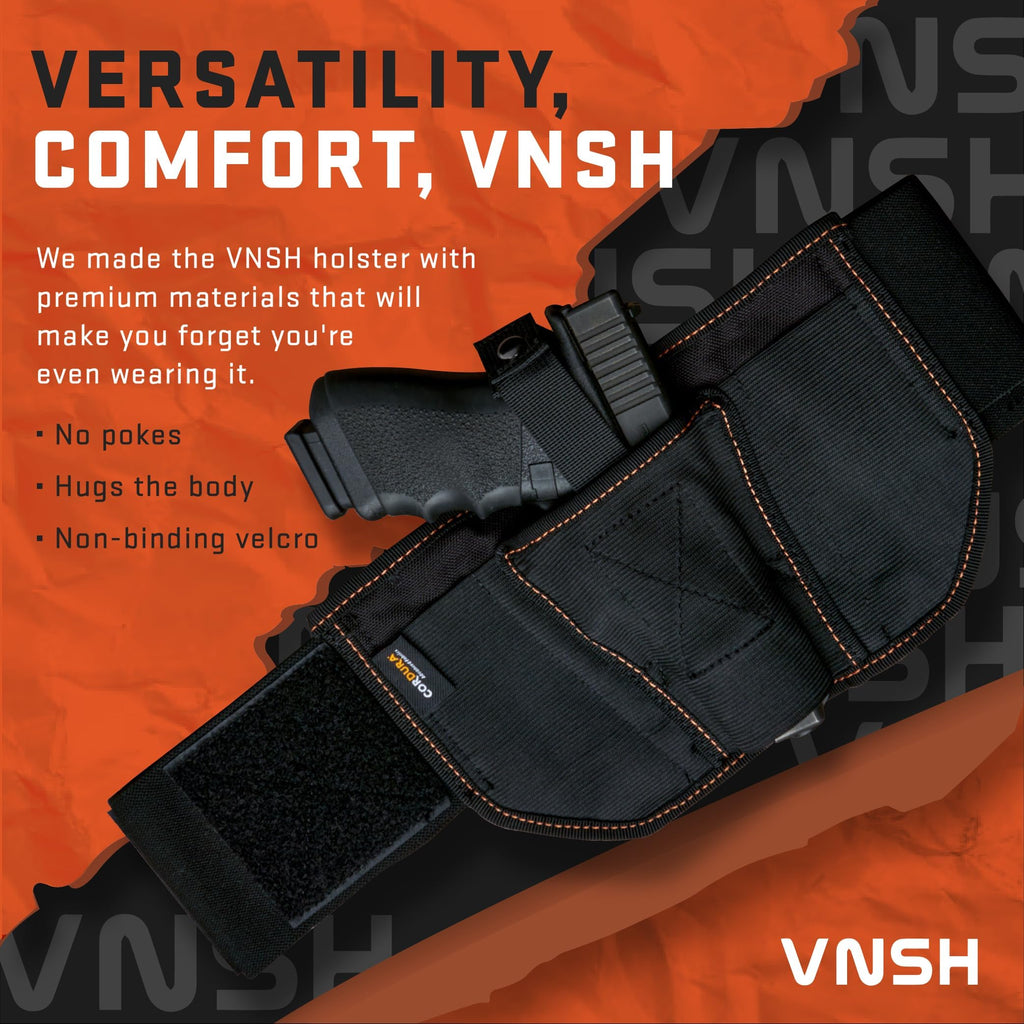 VNSH Gun Holster – Comfortable Gun Holster for Women – Belly Band Holster – IWB Holster with Built-in Double Mag Pouch — Gun Accessories for Women — Gun Belly Holster