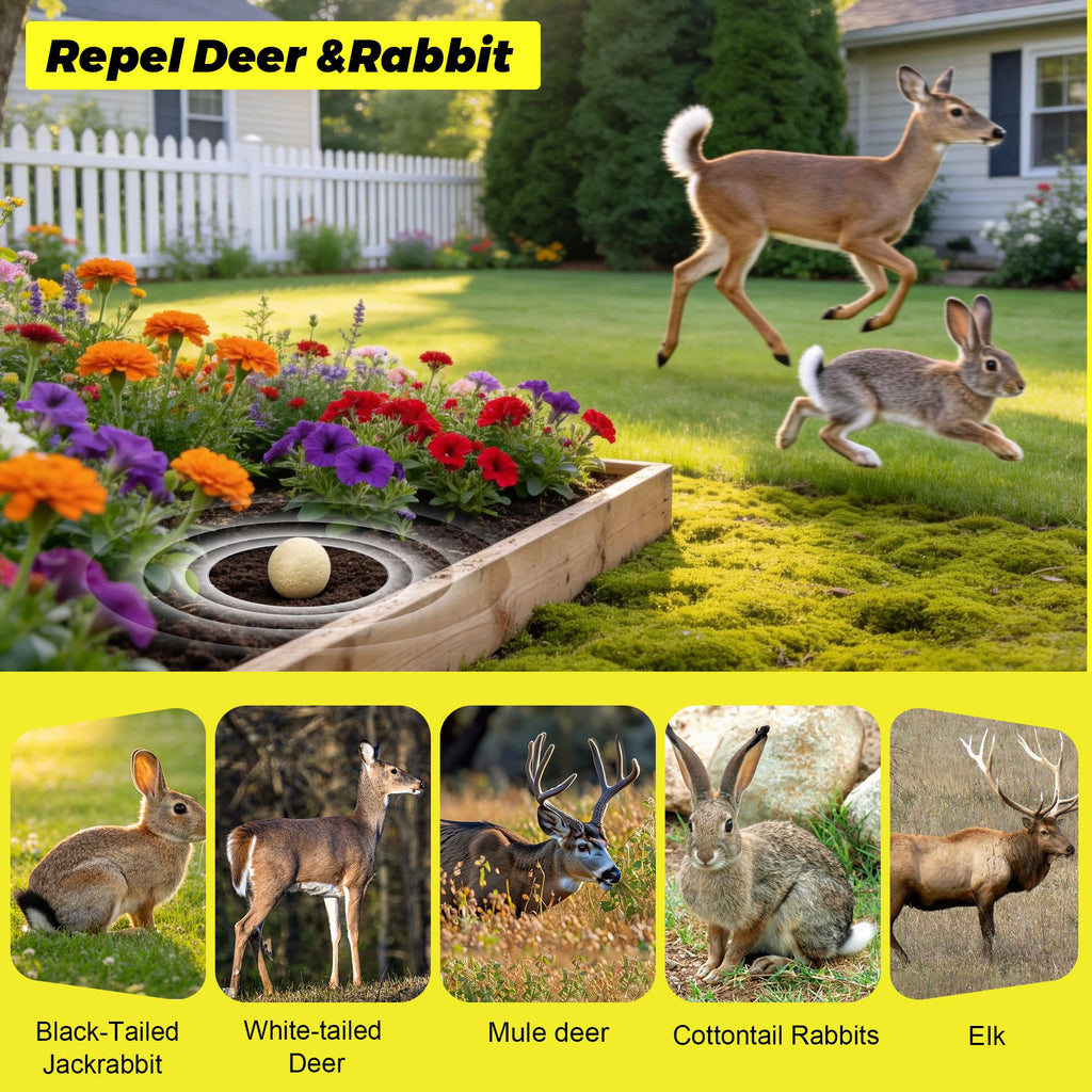 Atindirey Deer & Rabbit Repellent Balls- Outdoor Animal Deterrent for Garden, Yard, Trees & Plants | Natural, Long-Lasting | Safe for Pets, Kids, Flowers & Vegetables (12PCS)