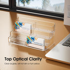 Acrylic Business Card Holder for Desk, Clear Desktop Business Card Display Stand with 8 Pockets, 4-Tier Freestanding Card Organizer for Office, Reception, Countertop