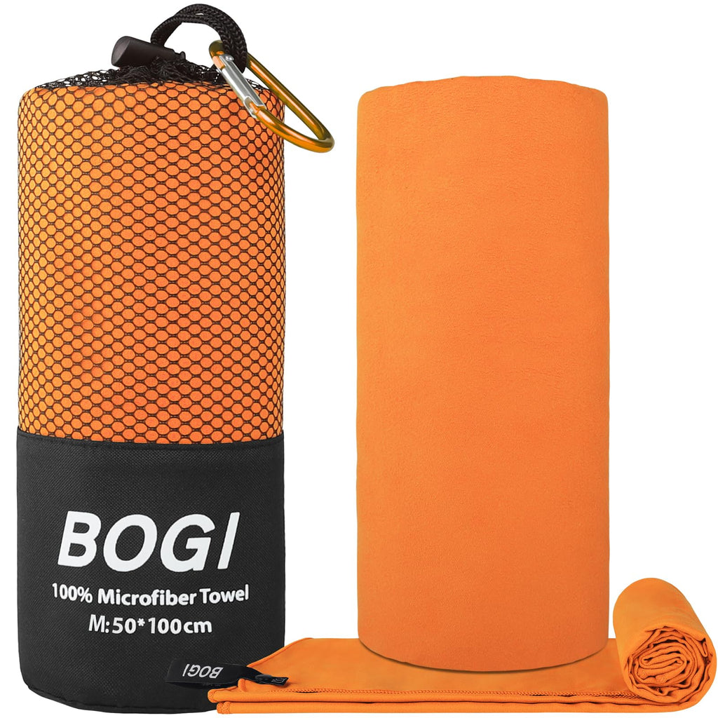Microfiber Travel Sports Towel-Quick Dry Towel,Soft Lightweight Microfiber Camping Towel Absorbent Compact Travel Towel for Camping Gym Beach Bath Yoga Swimming Backpacking (M:40''x20''-Orange)
