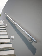 ROTHLEY Metal Stair Railing Handrail: 11.8FT Stainless Steel Hand Railings for Stairs Outdoor Indoor Wall Mount Stair Handrail Complete Kit 1.6" Round Hand Rail for Elderly & Kids (Brushed Finish)