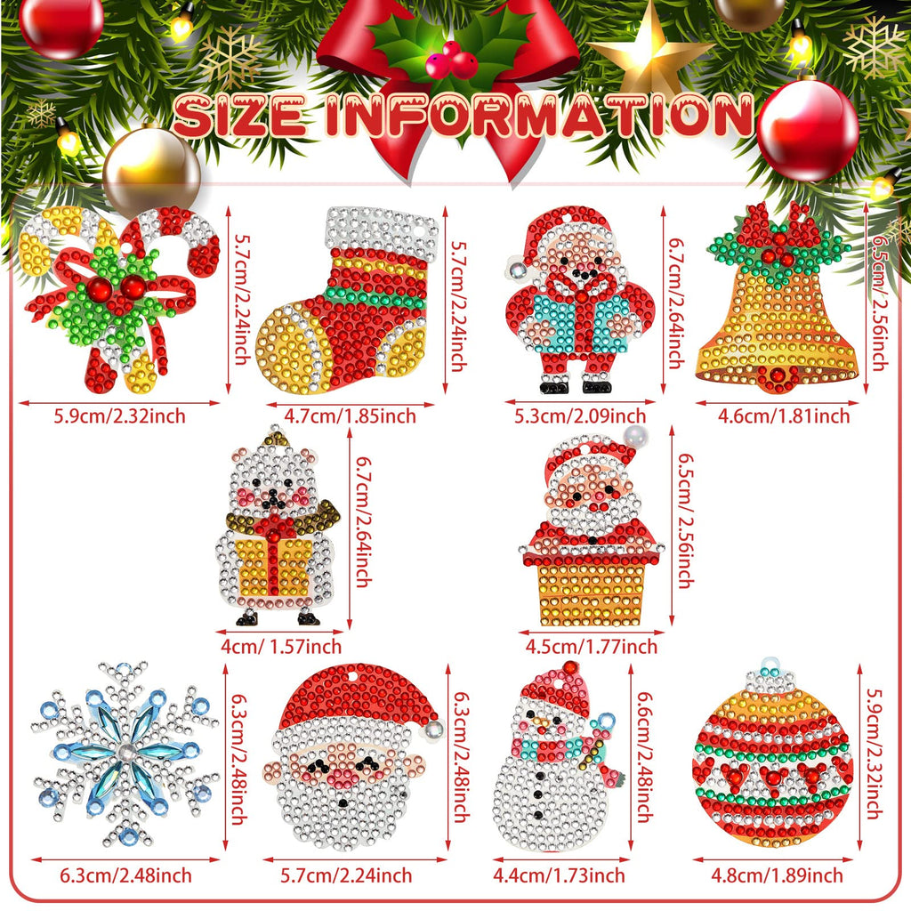 Jetec 20 Pcs Christmas Diamond Painting Ornaments Diamond Art Kits Crystal Painting Ornaments for Crafts Xmas Decor
