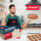 BAKKEN Kitchen Oven Baking Pans - Nonstick Gray Coating, Carbon Steel Bakeware Set with White Silicone Handles, Commercial Restaurant Quality Pans, PFOA, PFOS, PTFE Free, Oven Safe (450° F), Set of 10