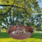 VUWEZ Hanging Bird Bath, Hanging Bird Water Feeder for Outdoors, Feeder Bowl, 1 Pack Birdbath Tray Accessories for Outside, Plastic Birdbaths Tray for Garden Patio Decoration (14", Chocolate)