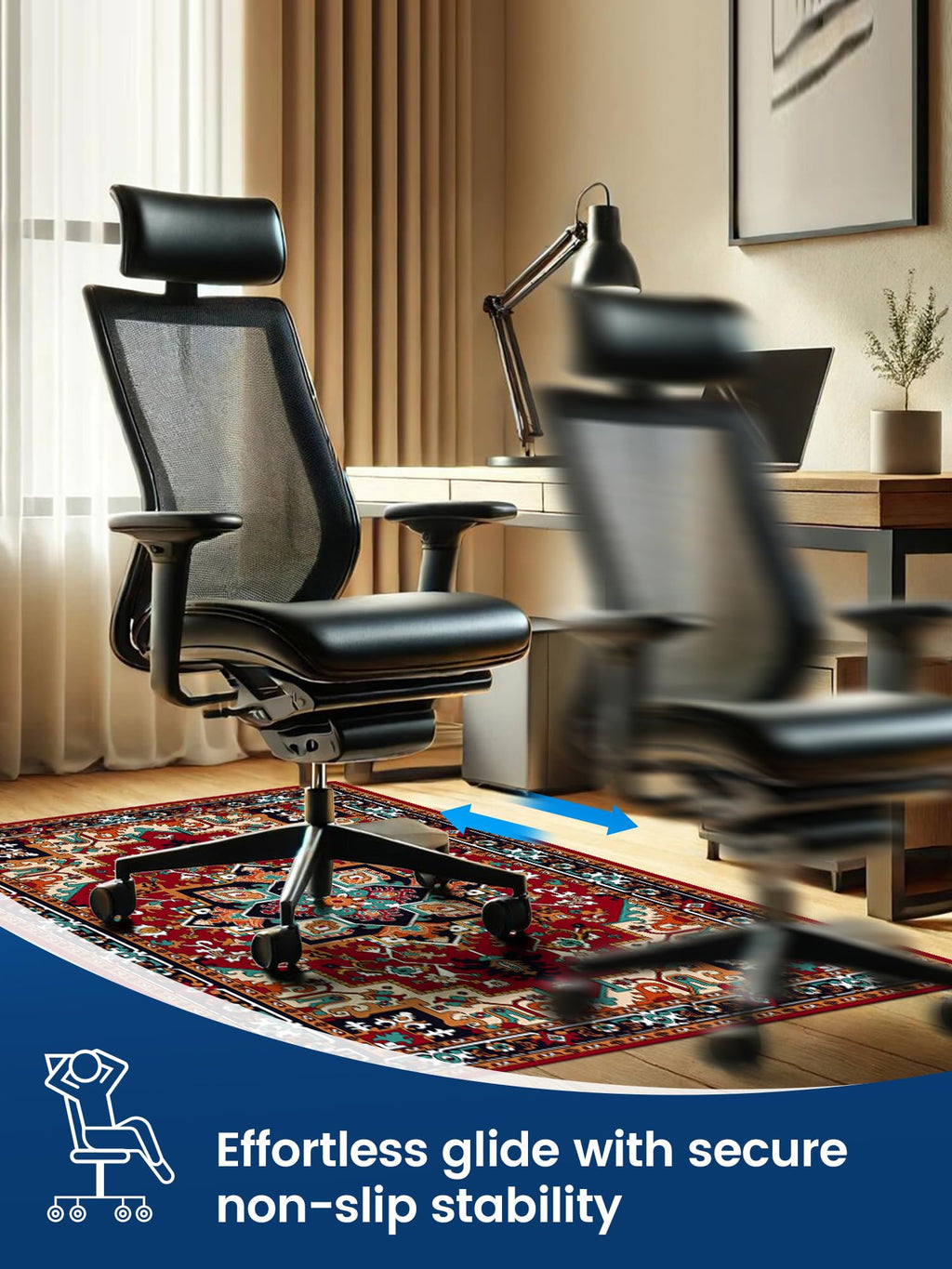 PROHALO Office Chair Mat for Hardwood Floor, 48"x60" Desk Chair Mat for Rolling Chairs, Non Slip Computer Chair Mat, Office Rug Mat for Office Home Hard Floor, Under Desk Mat for Gaming Chair-Deep Red