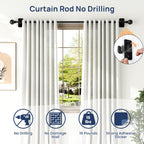 No Drill Curtain Rods for Window 28 to 47 Inches, 5/8 Inch Diameter Renter Friendly Drapery Rod with Adhesive Brackets without Drilling, Adjustable from 27 to 52 Inches, Black