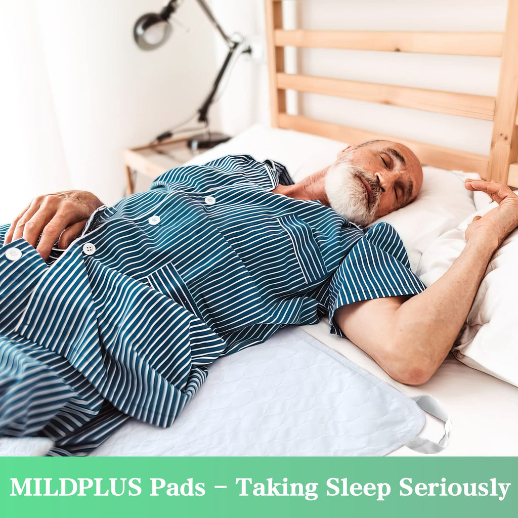 MILDPLUS Washable Bed Pads with 6 Sturdy Handles 34”×36” Extra Large Reusable Underpads 4-Layers Leakproof Chucks Pads Washable for Incontinence (Green,1 Pack)