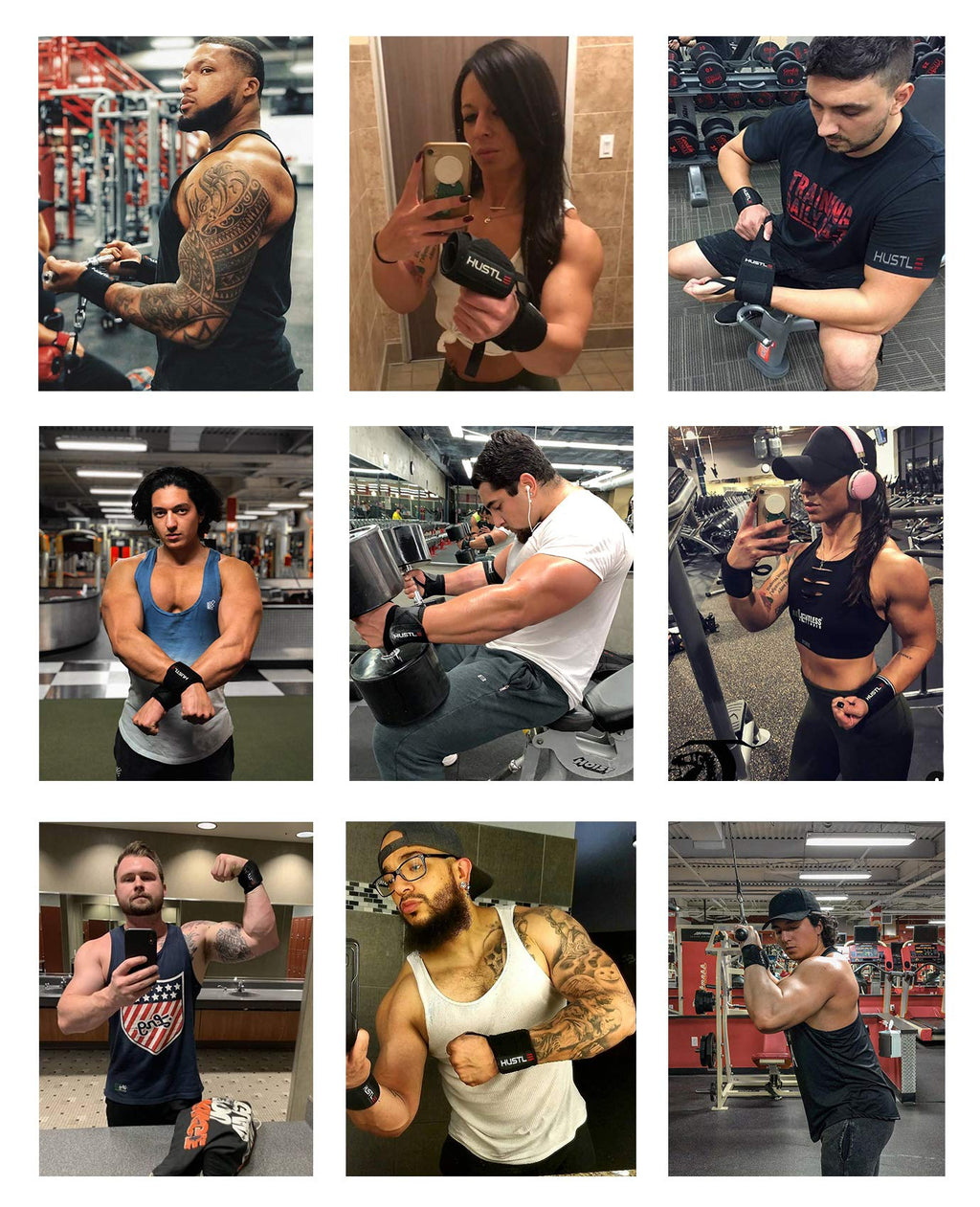 Hustle Athletics Wrist Wraps - Best Weightlifting Support (Professional Competition Grade Wrap) - Brace Your Wrists to Push Heavy, Avoid Injury & Improve Your Workout - for Men & Women