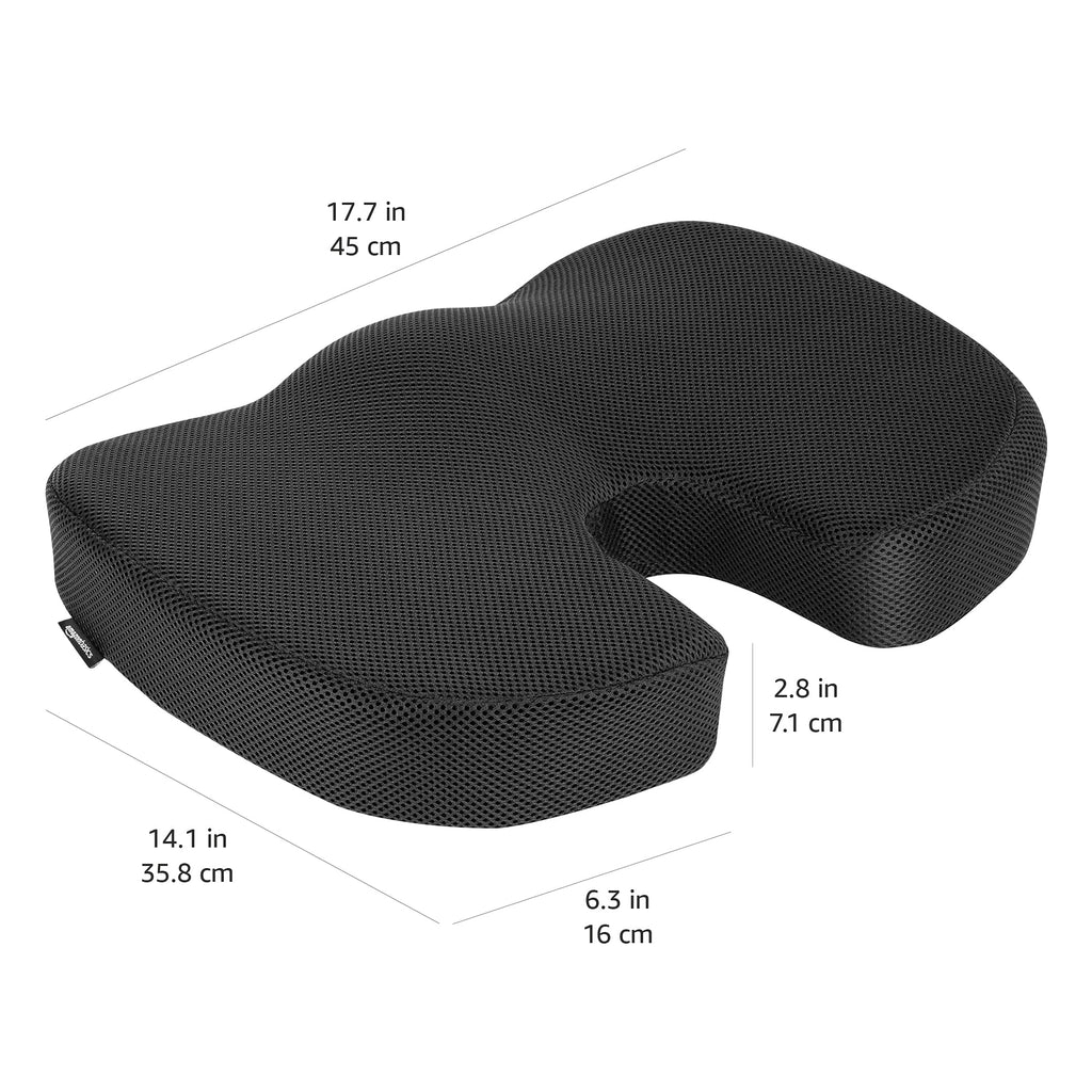 Amazon Basics Comfortable Seat Cushion for Office Chairs, Enhanced Memory Foam, Black
