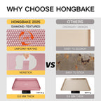 HONGBAKE Baking Sheet Pan Set, Cookie Sheets for Oven, Nonstick Half/Quarter/Jelly Roll Pans with Diamond Texture Pattern, Heavy Duty Cookie Tray, Pink