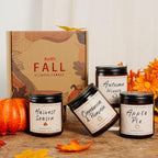 Fall Candle Set | 4pack Fall Scented Candles for Home - Soy Candles for Home Scented, Autumn Candle Set, Fall Candle Gifts - Fall Scents of Pumpkin/Apple Pie/Harvest/Autumn Wreath