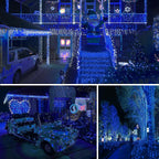 82FT 200 LED Blue Christmas String Lights Outdoor & Indoor, Timer & Memory Function & 8 Modes, Extendable Ultra Bright Green Wire Mini Twinkle Lights for Xmas Tree Patio Holiday Party Decor (Blue)