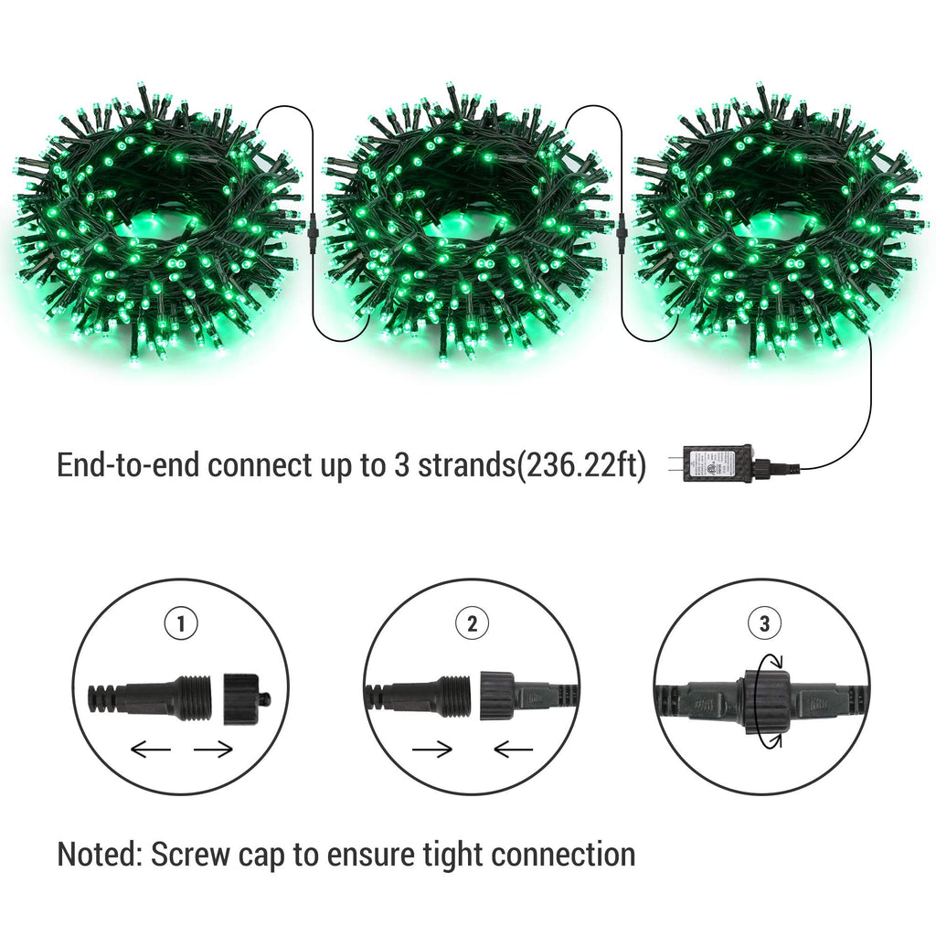Brizled Green Christmas Lights, 78.74ft 240 LED Mini Lights String, Connectable Outdoor Christmas Lights, Plug-in 8 Modes Indoor Fairy Lights Waterproof for Xmas Tree St. Patricks Day Party Decoration