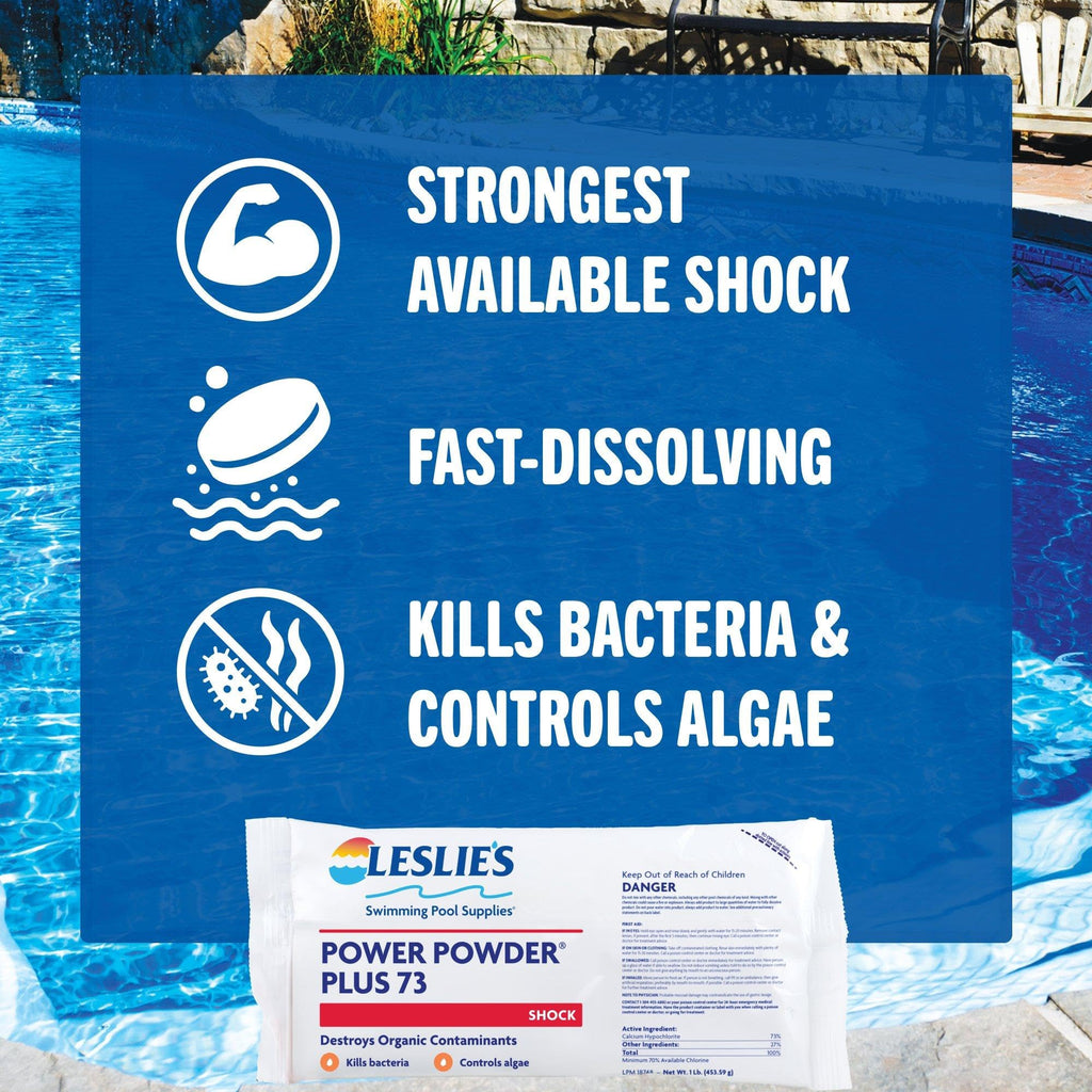 Leslie's Power Powder Plus 73% Calcium Hypochlorite Pool Shock, 6 x 1 lb. Bags 25273