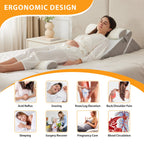 Ruqmuis 4PCS Wedge Pillow Set for After Surgery, Wedge Pillow Headboard, Adjustable 9&12 Inch Sleeping Wedge, Acid Reflux, Orthopedic Pillow Wedge for Back Pain Relief, Gerd, White/Grey