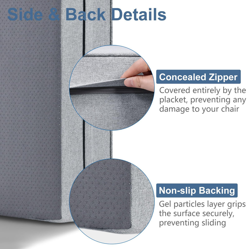 Shinnwa Gel Memory Foam Recliner Cushion for Elderly, Extra Large Seat Cushion, Dual-Layer Foam Chair Pad for Couch, Armchair, Wicker Chairs, Floor, 20 × 20 × 5in, Light Gray