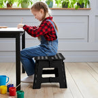Folding Step Stool with Handle – 9 Inch Anti Slip Collapsible Stool – Holds Up to 300 lbs – Sturdy Plastic Step Stool Foldable for Kitchen, Bathroom and Home Use (1-Pack, Black)