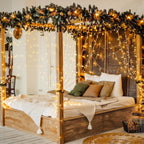JMEXSUSS 600 LED Christmas Curtain Lights Outdoor, 9.5x19.6ft Christmas String Lights Plug in with Remote, 8 Modes Wall Hanging Lights for Bedroom Party Backdrop Wedding Christmas Decor, Warm White