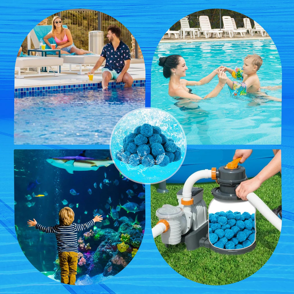 Askyli 3.1 lbs Pool Filter Balls for Sand Filter, Reusable Pool Sand Filter Balls, Efficient Blue Filter Media Balls, Suitable for All Sand Filter System (Equals 100lbs Pool Filter Sand)
