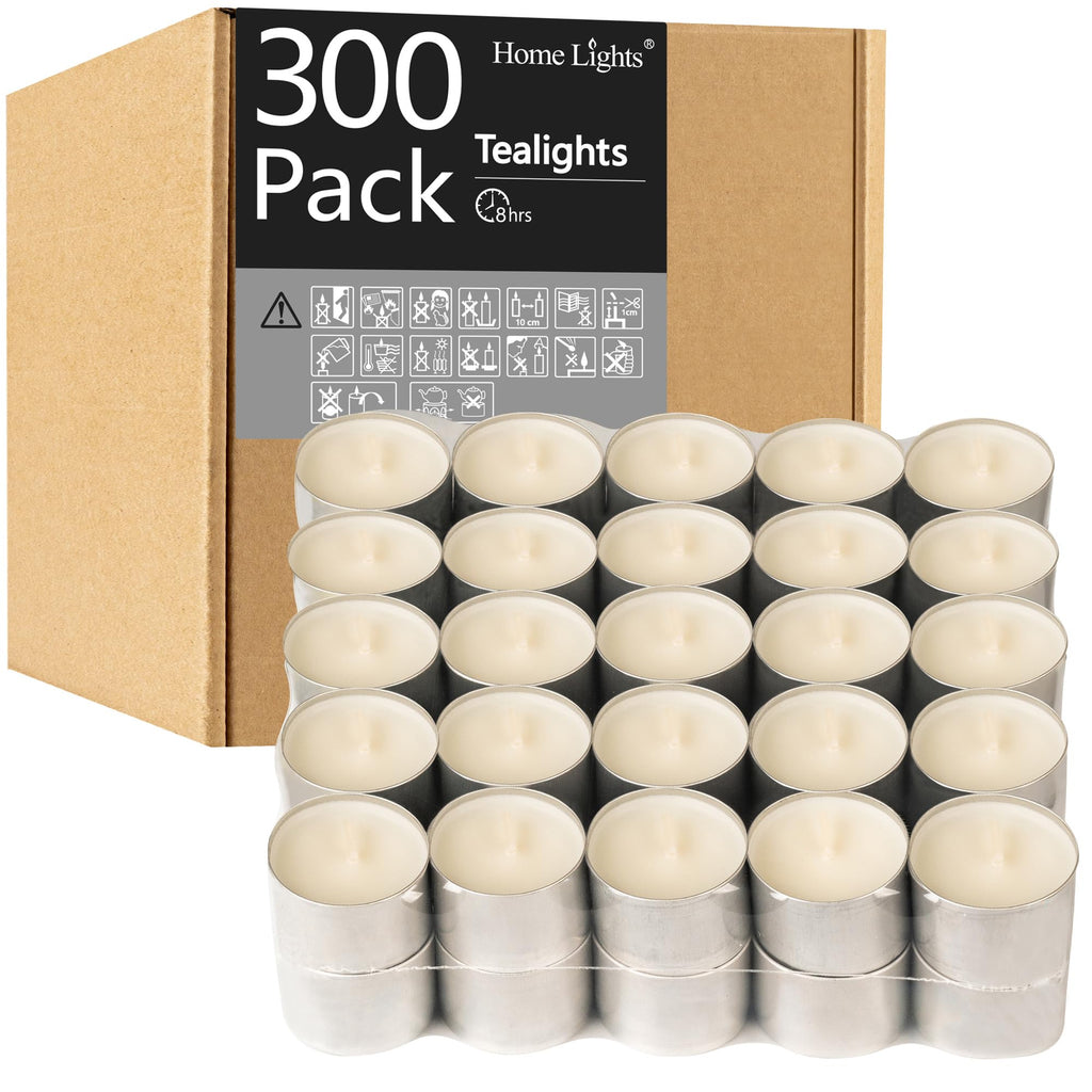 Tealight Candles - 8 Hours Long time Burning, White Votive Smokeless European Tea Light Unscented Candles for Shabbat, Weddings, Christmas,Home Decorative - 300 Packs
