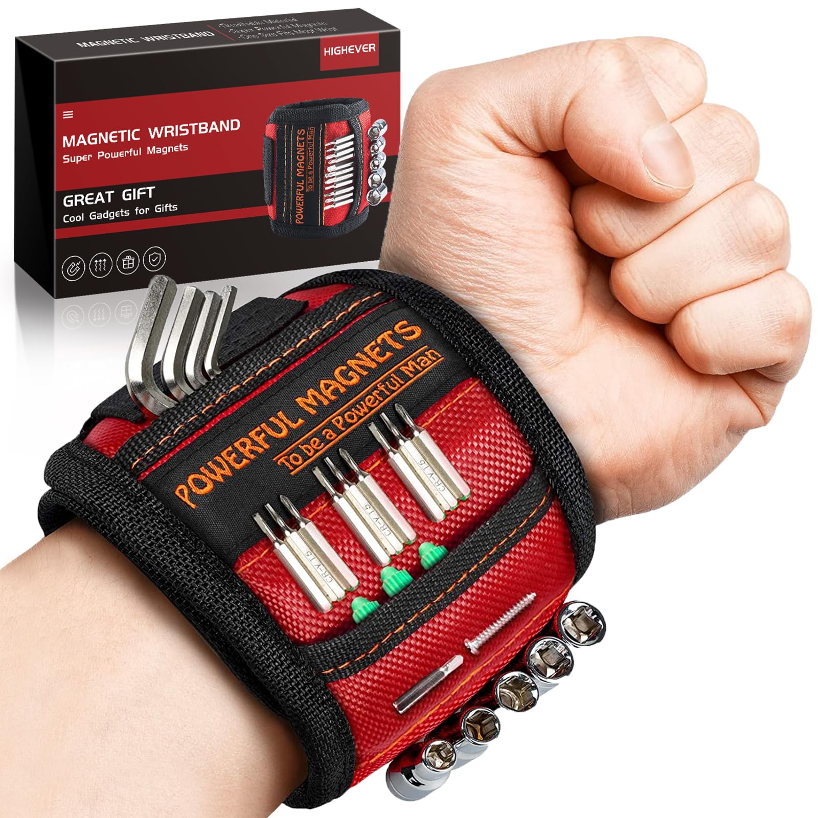 Magnetic Wristband Perfect Stocking Stuffers for Men Women Adults Gifts, Tool Belt Magnet Wrist for Holding Screws Nails Christmas Gadget Birthday Dad Him Husband Who Have Everything Wants Nothing