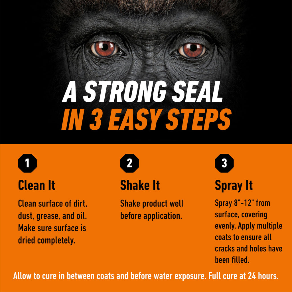 Gorilla Waterproofing Spray Clear, Flexible Rubberized Sealant Coating, Paintable UV Resistant, Seals Water Air Moisture, 14 oz (Pack of 2), for Roofs Gutters Skylights RVs Windows & More