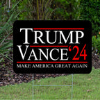Trump JD Vance 2024 Yard Sign With H Stake Double Sided For President Donald Trump Republican Conservative Black