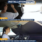 EcoNour Car Windshield Sunshade | Blocks 99% Heat & Keeps Interior Cool | Universal Fits Cars, SUVs, Trucks | Automotive Sun Screen, Visor & Car Accessories for Summer | Medium (64x32 Inches)