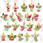 20 Pcs Christmas Diamond Painting Keychain Kits with Christmas Angels Fairy Diamond Painting Keychain Cute Hanging Diamond Painting Keychains Drill Diamond Painting Key Chains for Kids DIY Ornaments