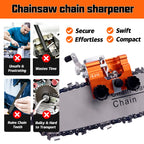 QTG Manual Chainsaw Sharpener,Chain Sharpener,Chain Saw Sharpener Portable Hand Crank Chain Sharpening Tool with Durable Clamp - Easy to Use & Accurate Chain Grinder Set for All Standard Chainsaws