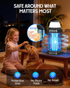 GTERT Solar Bug Zapper Outdoor – Ultra-Strong Fly & Mosquito Zapper, Solar-Powered Rechargeable Bug Zapper, Portable Cordless Insect Zapper, Foldable Adjustable Outdoor Light, IP66 Waterproof (Black)