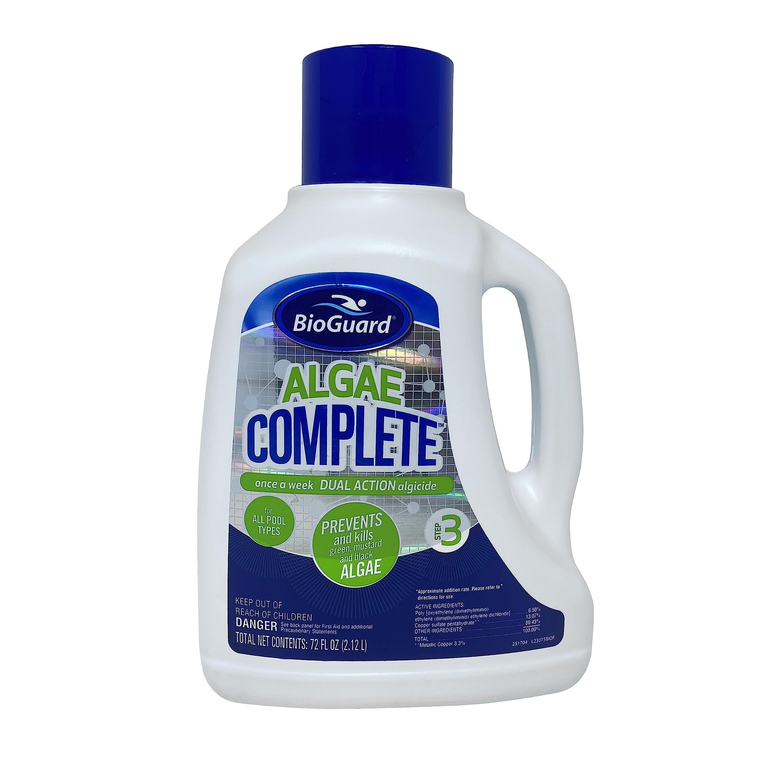 BioGuard Algae Complete, 2L, Single, Dual Action Algaecide, Non-Staining and Non-Foaming, Kills and Prevents All Types of Algae